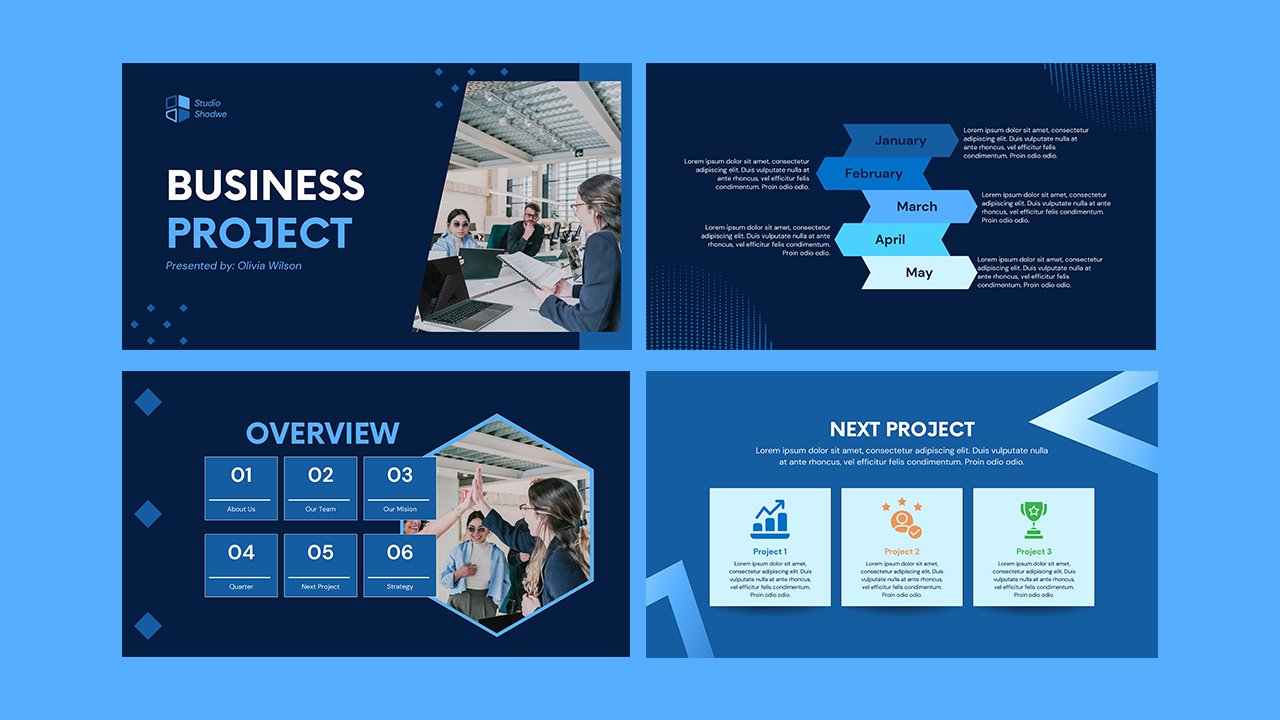 Blue Dark Professional Geometric Business Project Presentation - Presentations and Slides Free Download