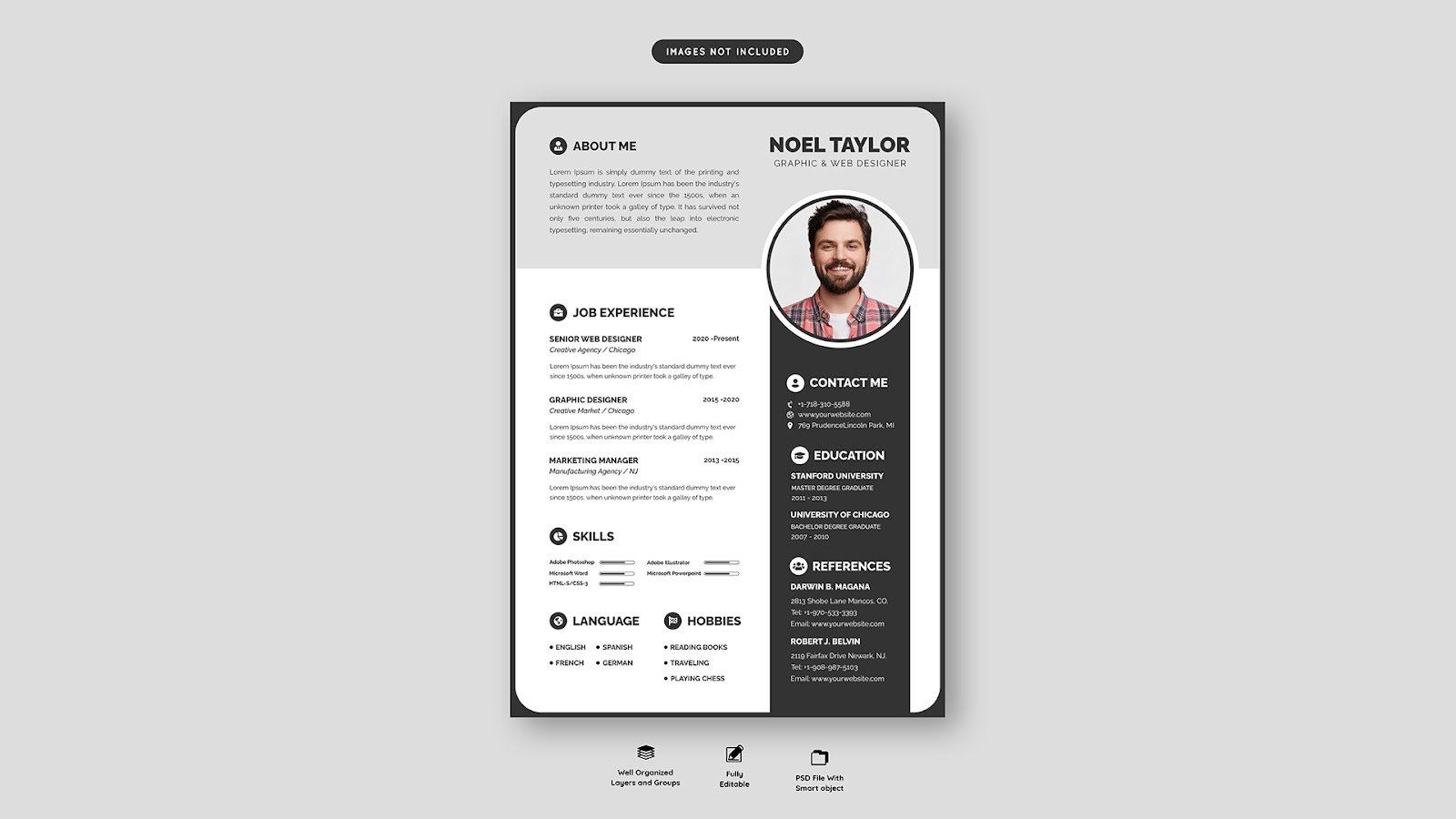 Clean modern resume Portfolio CV template - PSD Free Download