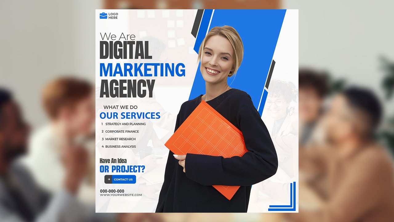 Digital Marketing Agency and Corporate Social Media Banner or Instagram Post Template – PSD File Free Download