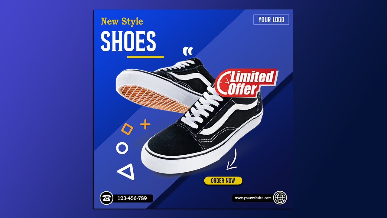 Minimalist Style Shoes Social Media Banner Product Mock Up – PSD File Free Download