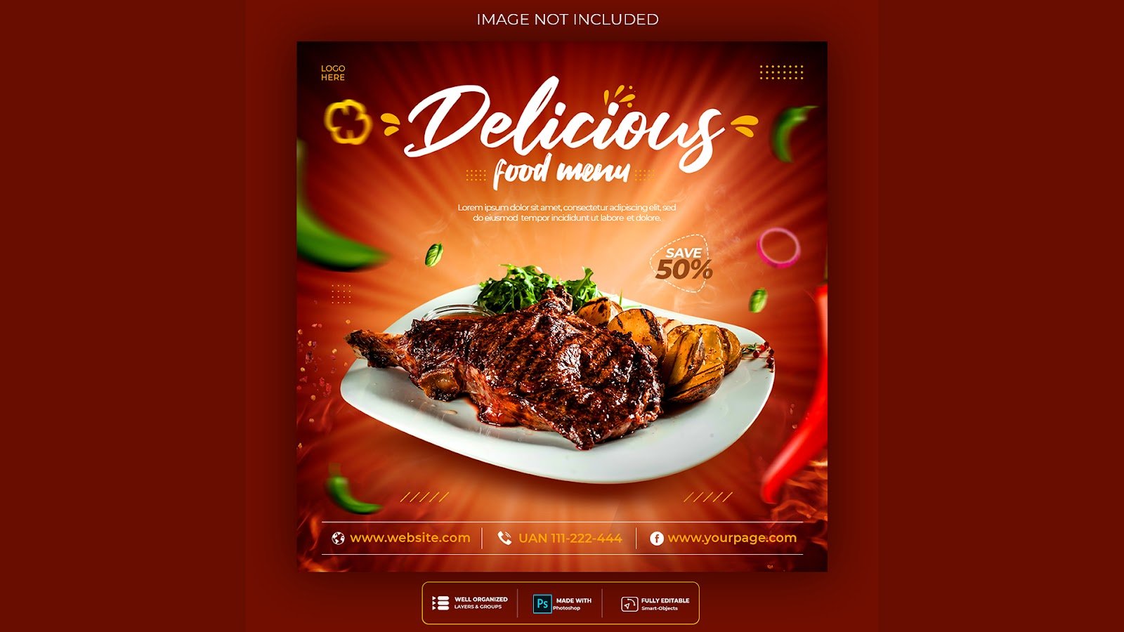 Special delicious food social media banner post template – PSD Free Download