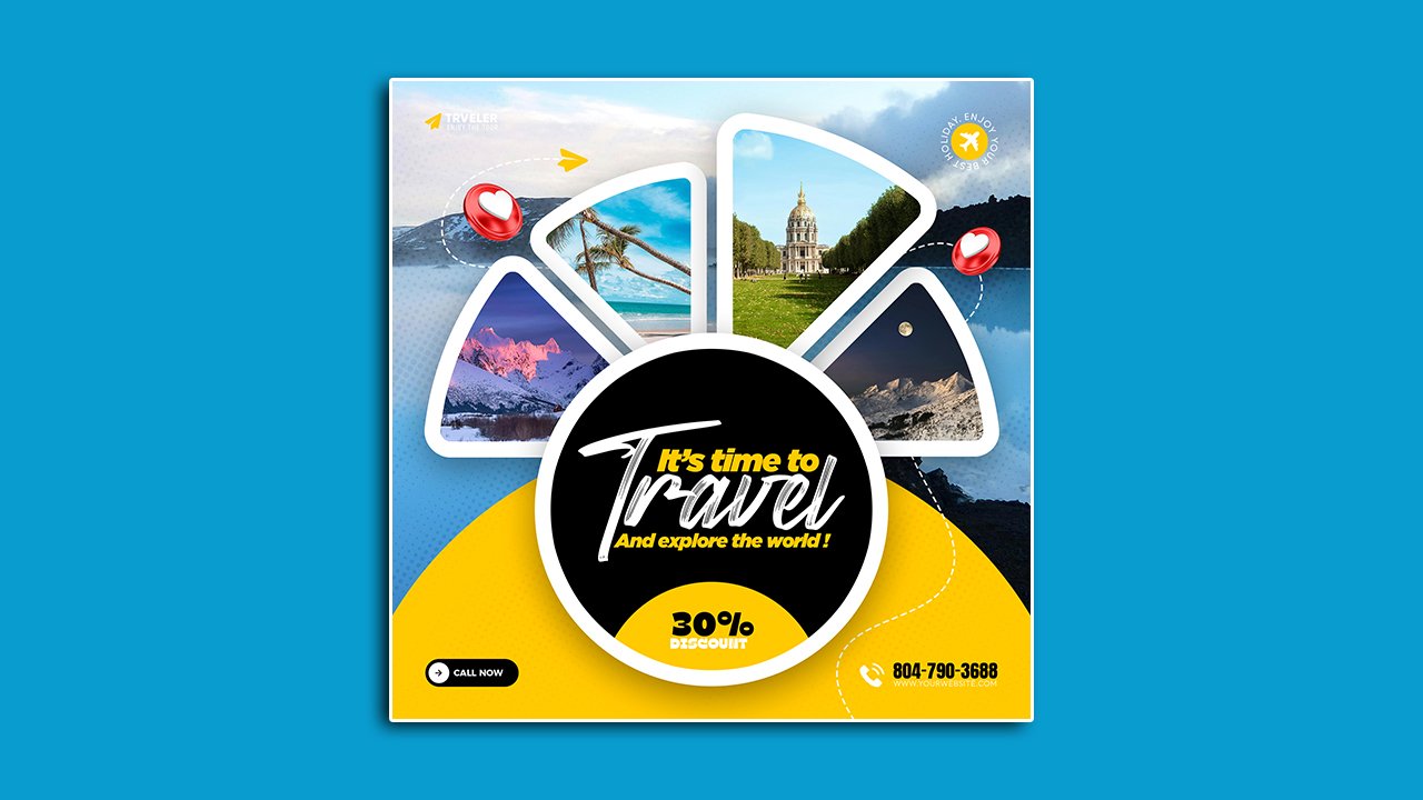 Tour travel agency poster template design – PSD File Free Download