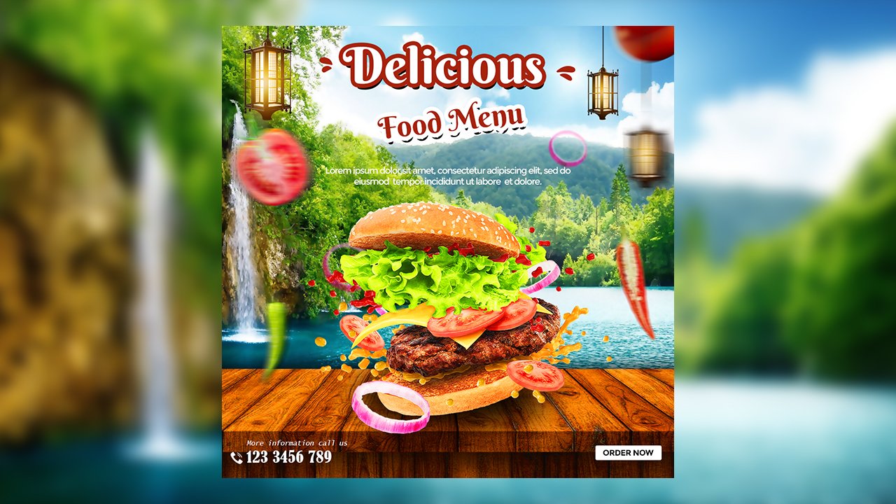 Food Social Media Promotion and Banner Post Design Template – PSD File Free Download