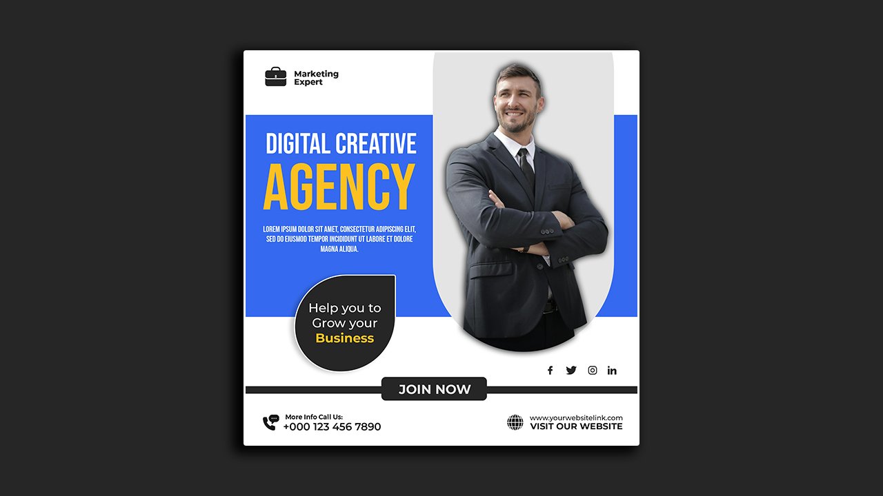 Digital marketing-agency poster template – PSD File Free Download