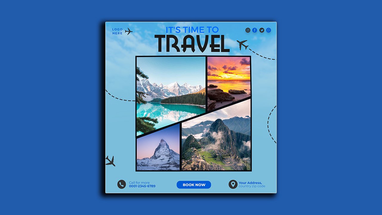 Travel agency post template – PSD File Free Download