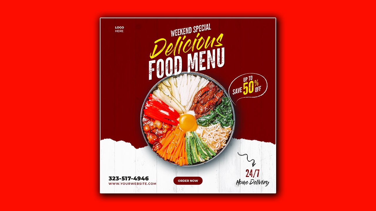 Food Social Media Poster – PSD File Free Download