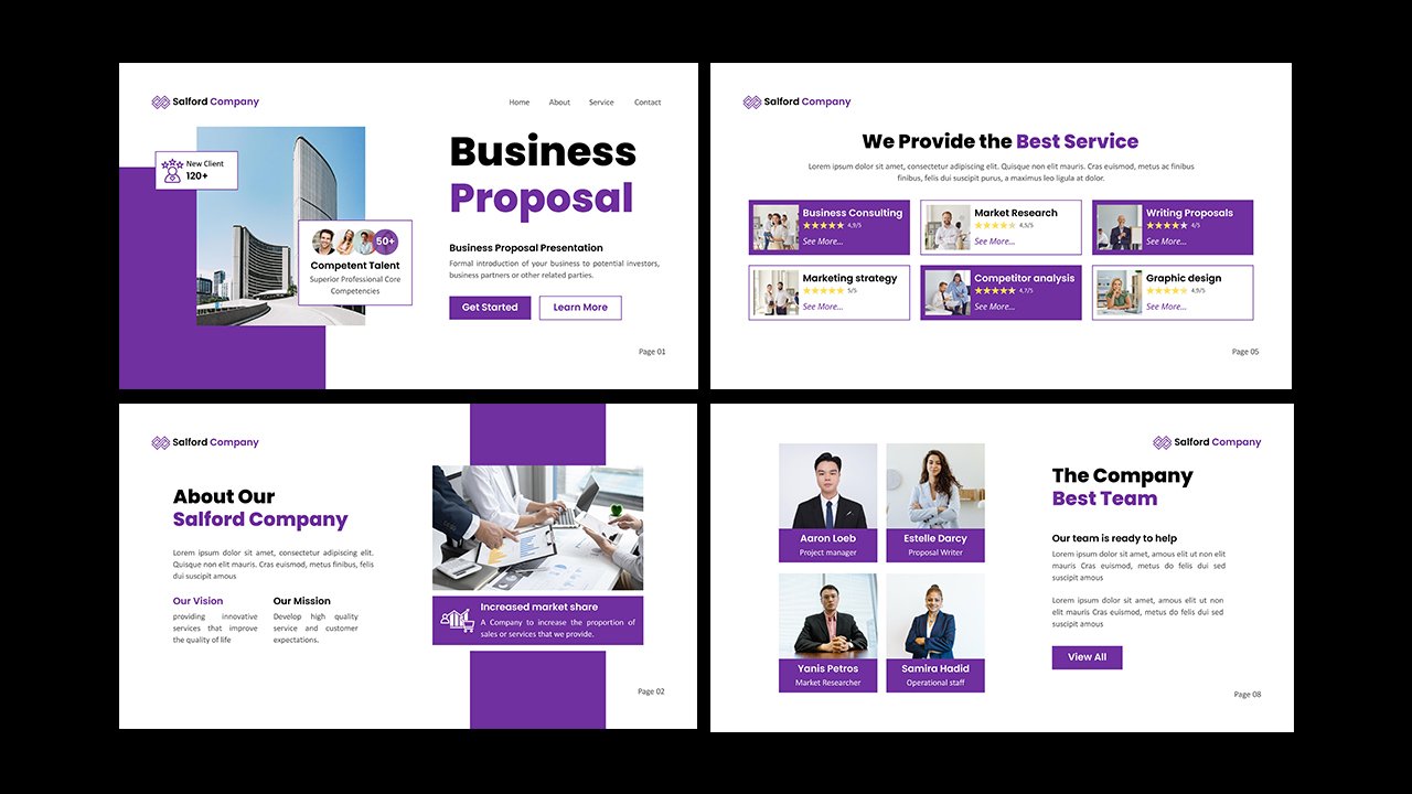White Purple Modern Business Proposal Presentation - Microsoft Powerpoint Templates Free Download