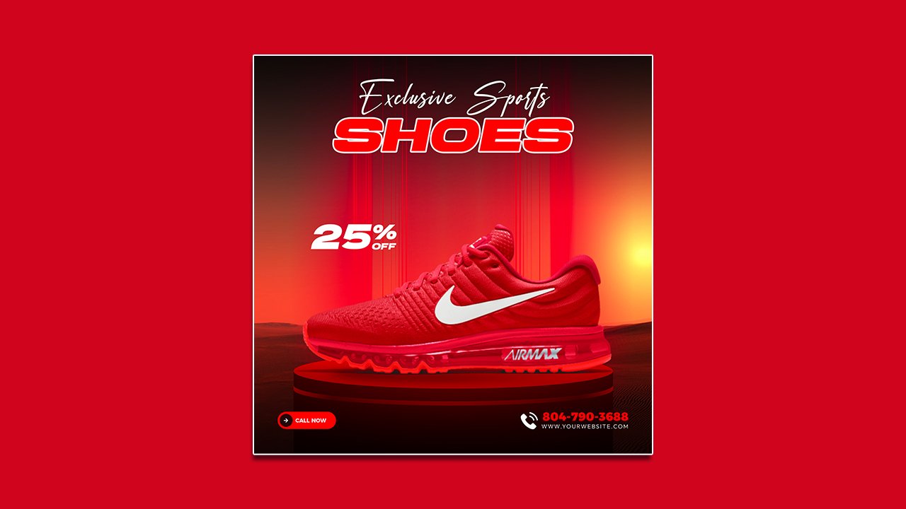 Shoes social media post square design template – PSD File Free Download