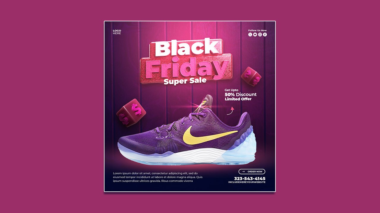 Black Friday super sale social media template – PSD File Free Download