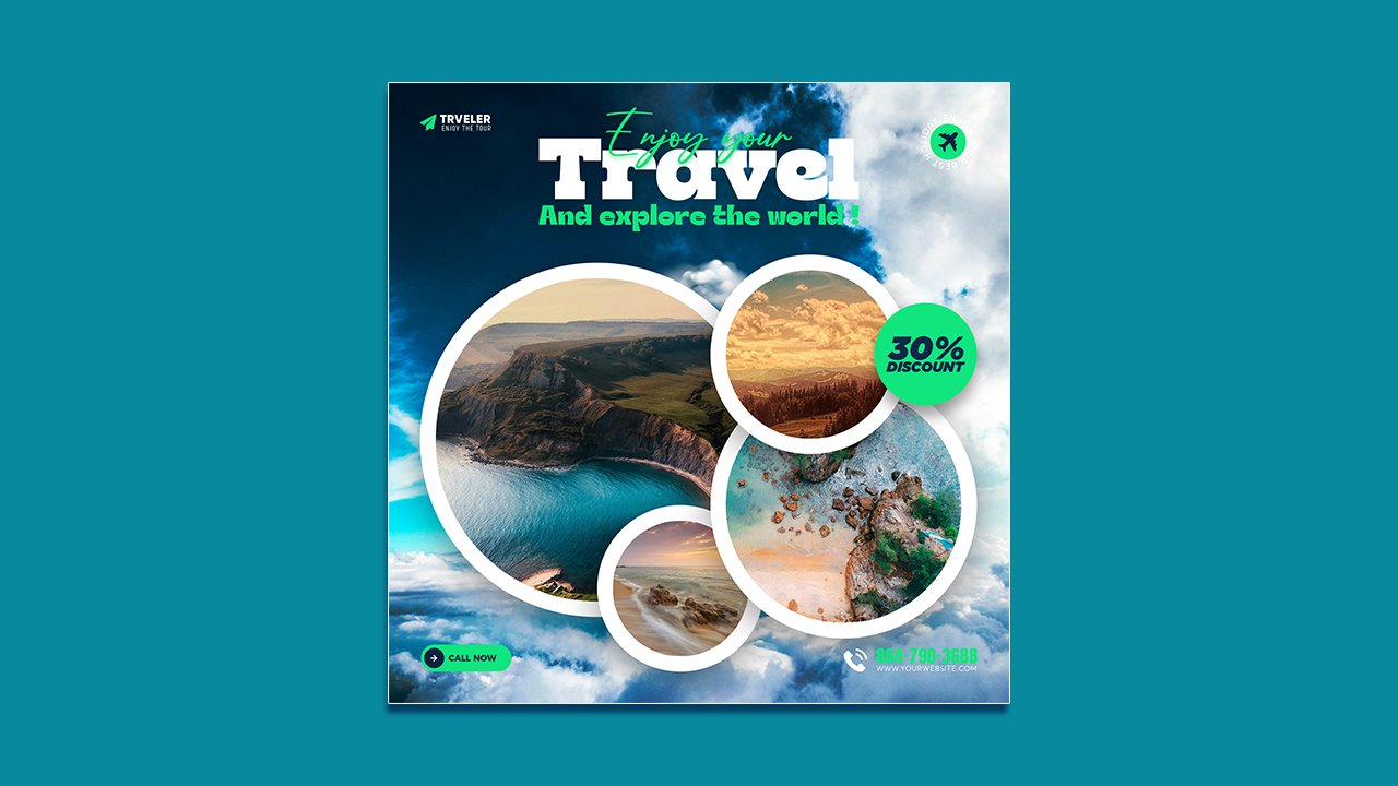 Travel agency poster template design – PSD File Free Download