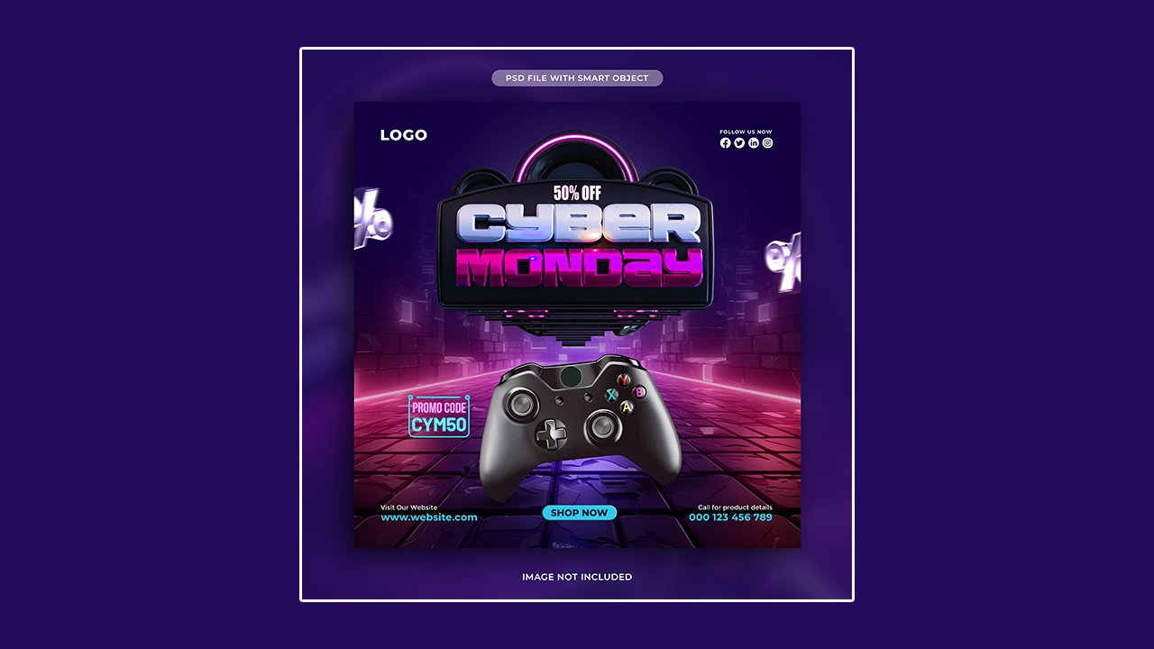Cyber Monday sale social media post design template – PSD Free Download