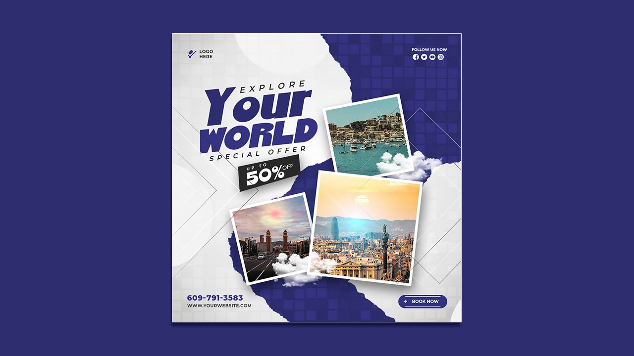 Travel tourism template – PSD File Free Download
