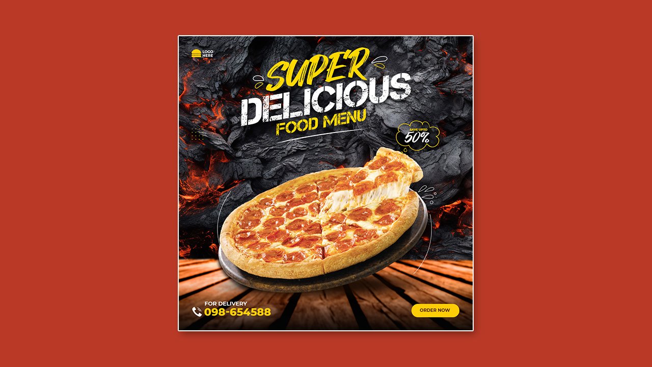 Food social media promotion design template – PSD File Free Download