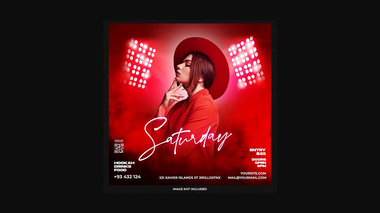 Saturday party social media template – PSD Free Download