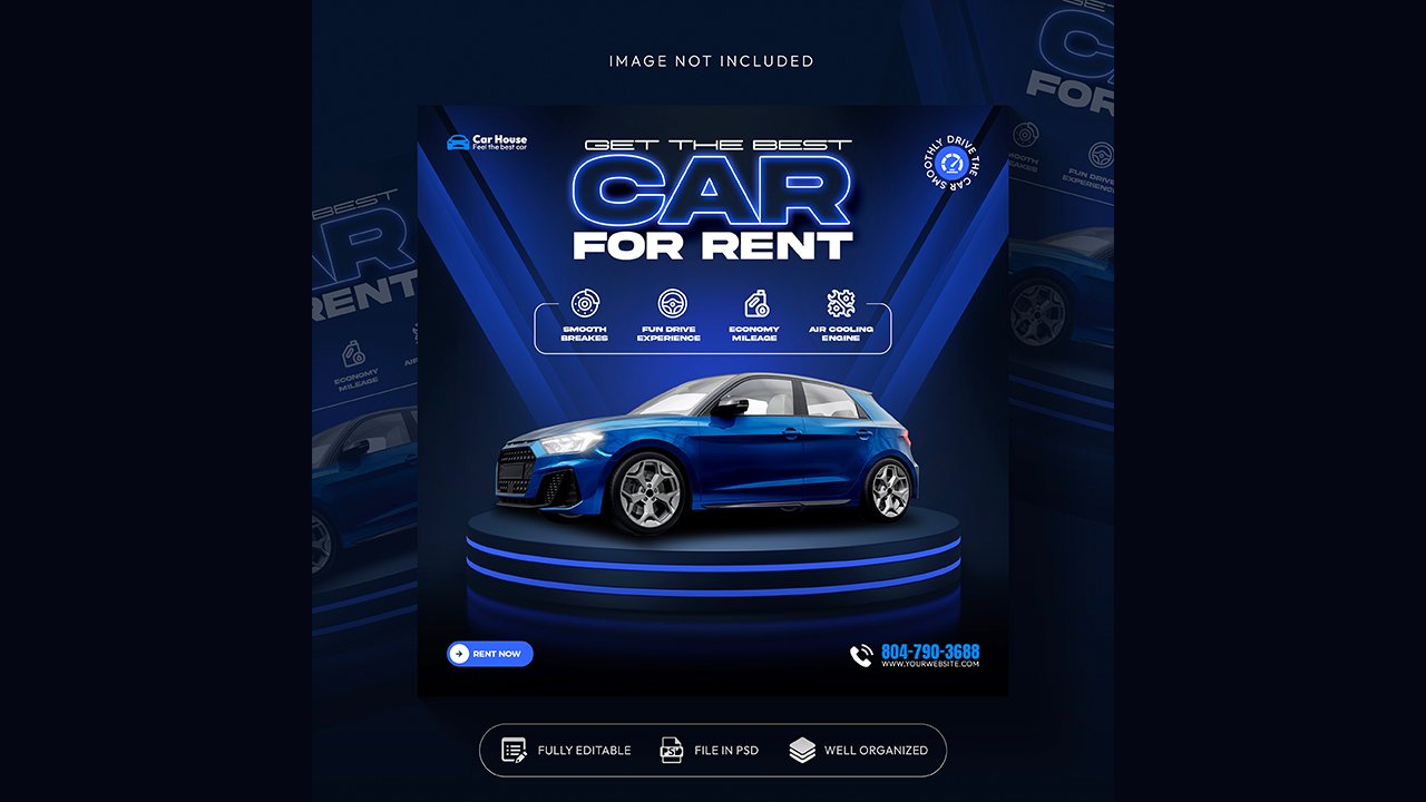 Car rent sale automotive social media banner instagram post template – PSD Free Download