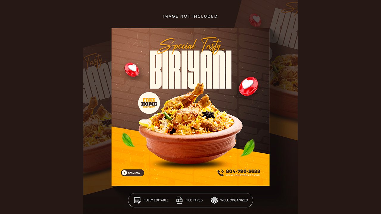 Food social media promotion post template design – PSD Free Download