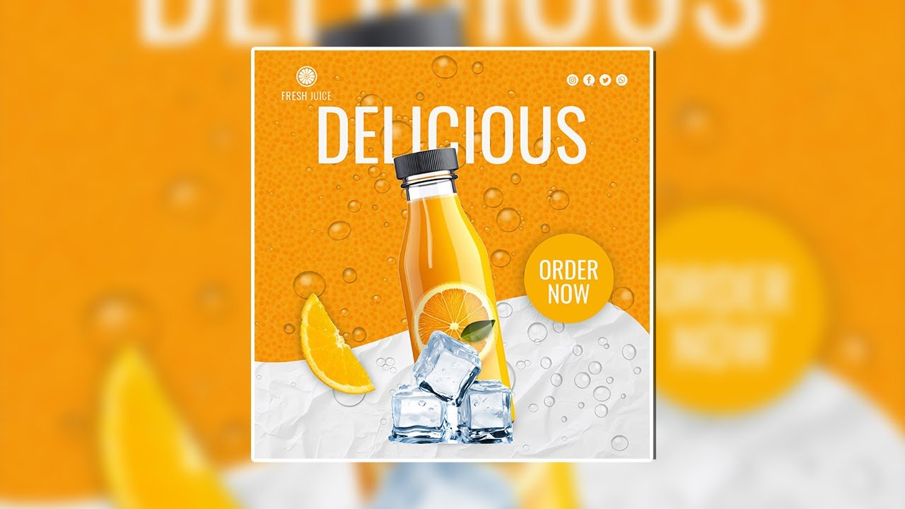 Juice bottle poster template – PSD File Free Download
