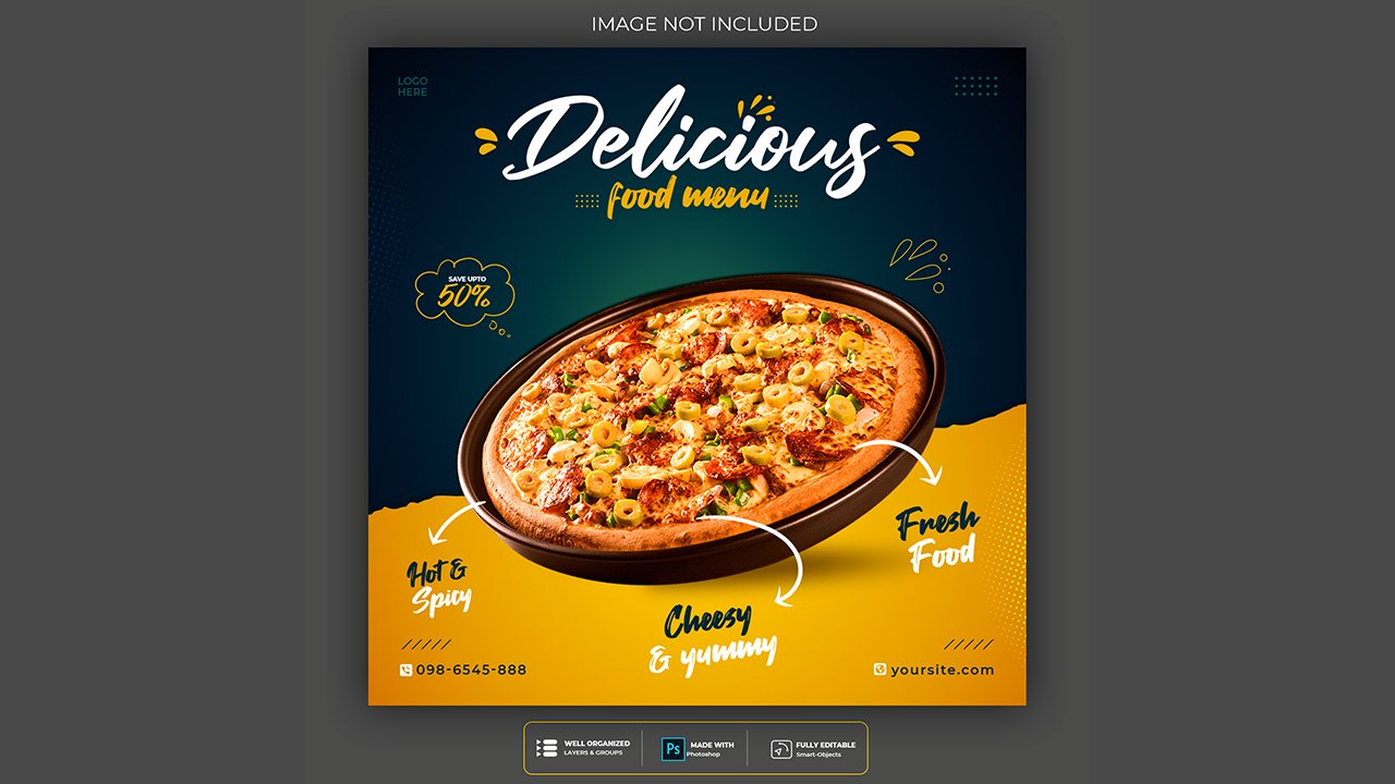 Pizza food social media post template – PSD Free Download