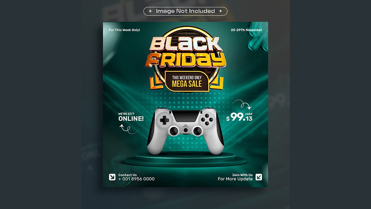 Black Friday mega sale social media post design template – PSD Free Download