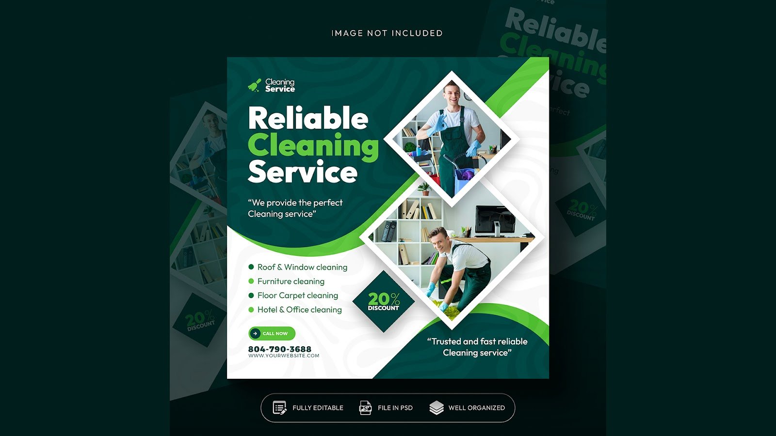 Cleaning service square social media post Instagram poster template – PSD Free Download
