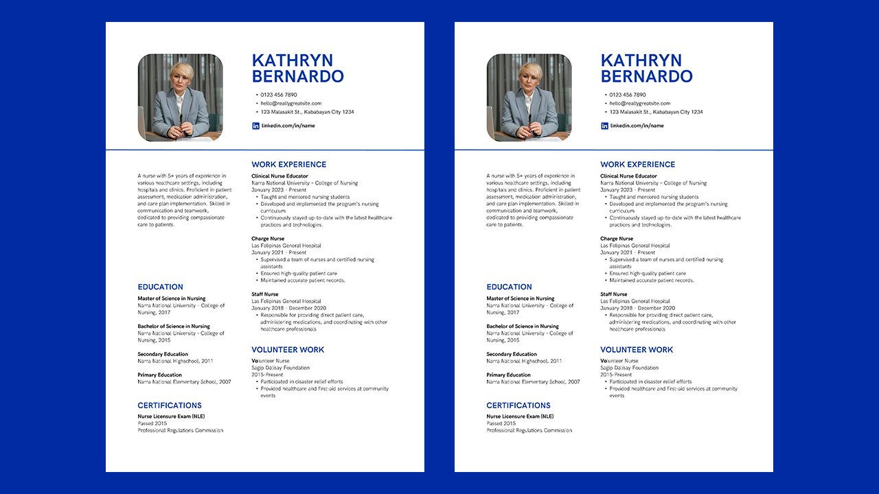 Nurse Resume in White Blue Simple Lined Style – CV Templates Free Download