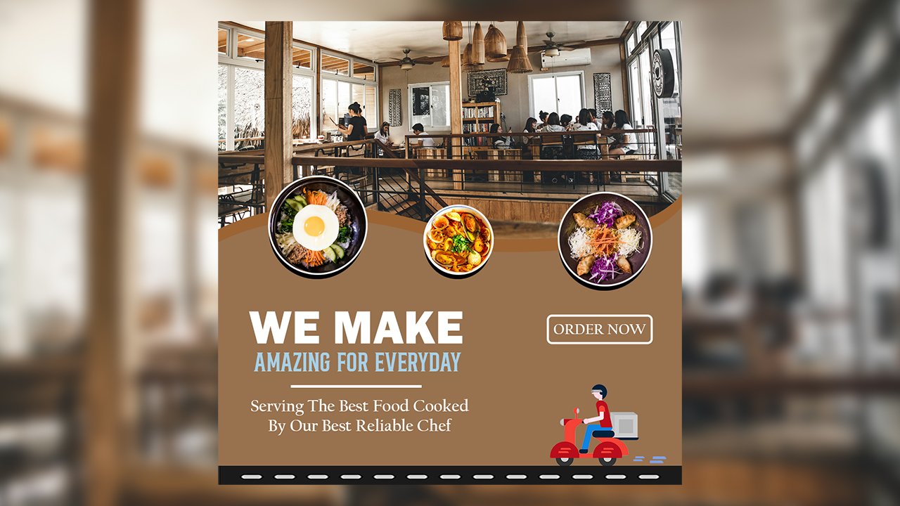 Modern Restaurant Promotion Food Poster Post Template Design – PSD File Free Download