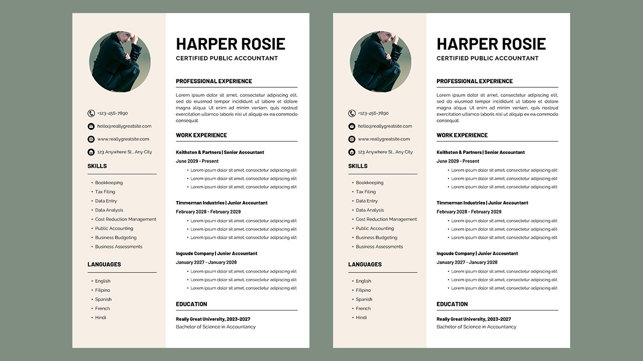 Neutral Minimalist Modern Professional Accountant Resume – CV Templates Free Download