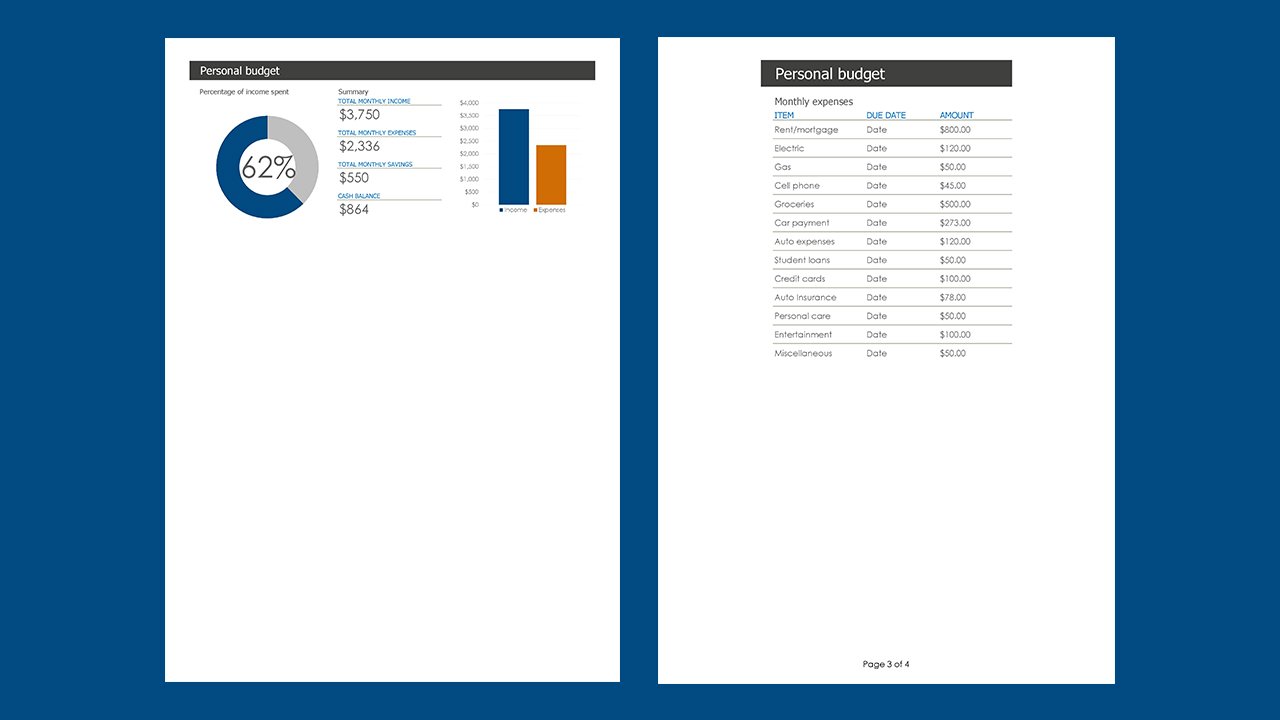 Personal budget - Excel Templates Free Download