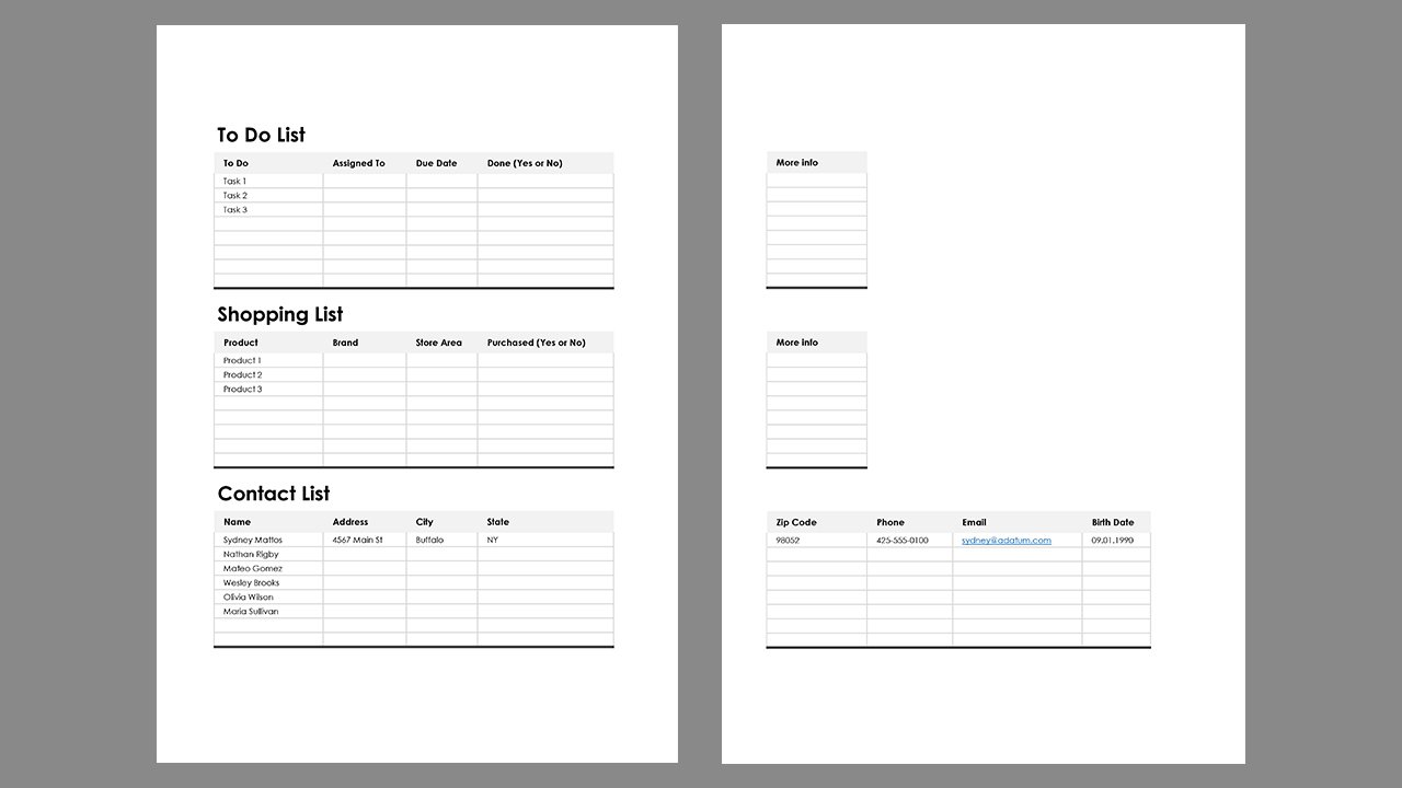 Simple list - Excel Templates Free Download