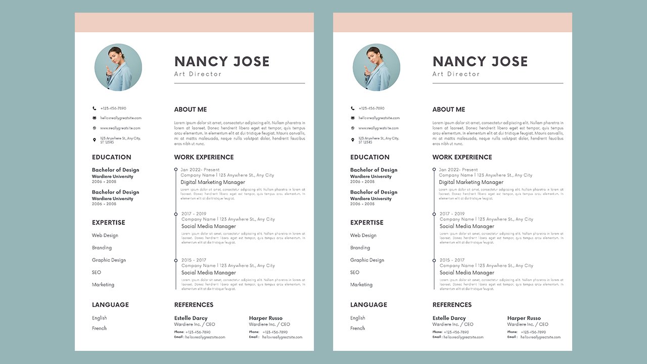 Minimalist Modern Professional CV Resume – CV Templates Free Download