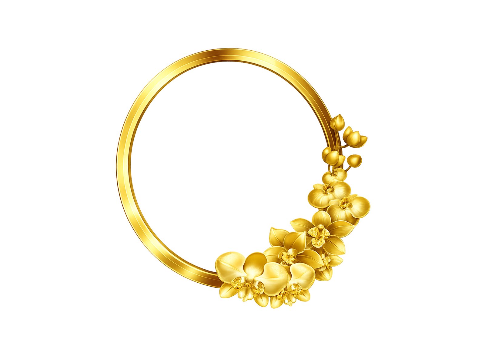 Round Gold 3D Frame PNG Free Download – Luxury Circle Frame Transparent Background